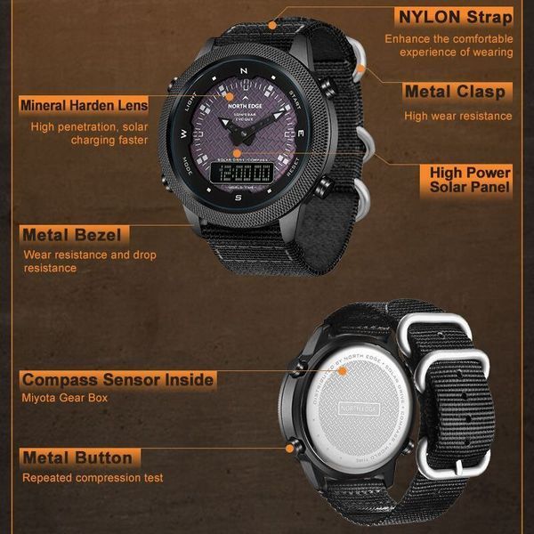 Годинник North Edge Solar Compass 1675 фото