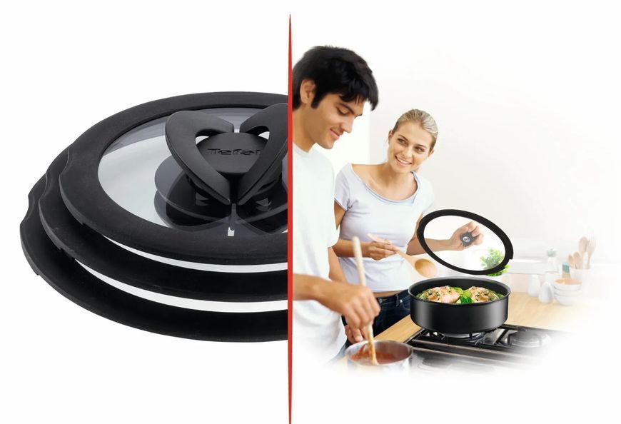 Крышка Tefal Ingenio 28см, стекло, силикон, прозрачно-черный L9846753 фото