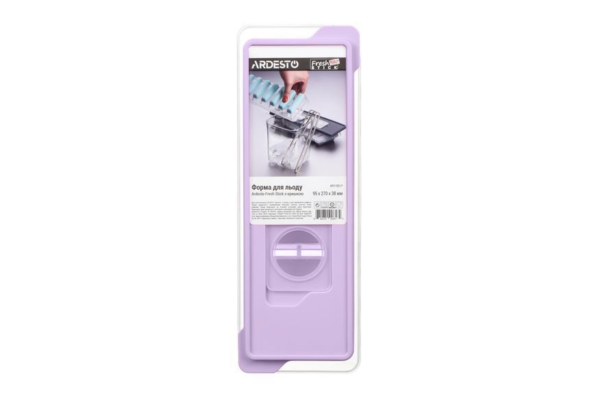 Форма для льда с крышкой Ardesto Fresh Stick, 27х9.5х3.8см, силикон, пластик, лиловый AR1102LP фото