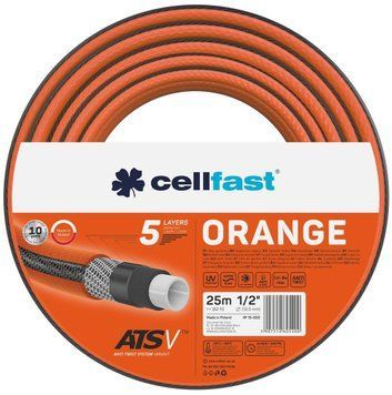 Садовий шланг Cellfast ORANGE 1/2', 25 м, 5 шарів, до 24 Бар, -10&hellip;50&deg;C 15-002 фото