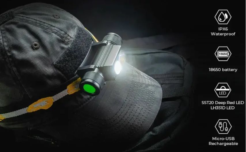 Тактический налобный фонарь Sofirn H25LR с красным светом 660лм (аккумулятор 2200 мАч) V256012 фото