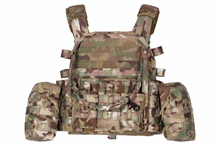 Плитоноска 2E Tactical, Тип 1, с карманами для боковой защиты и итогами, Молле, камуфляж 2E-MILPLACARR1-MC фото