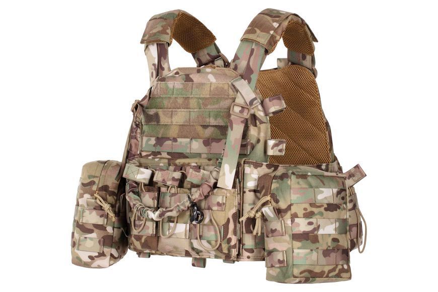 Плитоноска 2E Tactical, Тип 1, с карманами для боковой защиты и итогами, Молле, камуфляж 2E-MILPLACARR1-MC фото