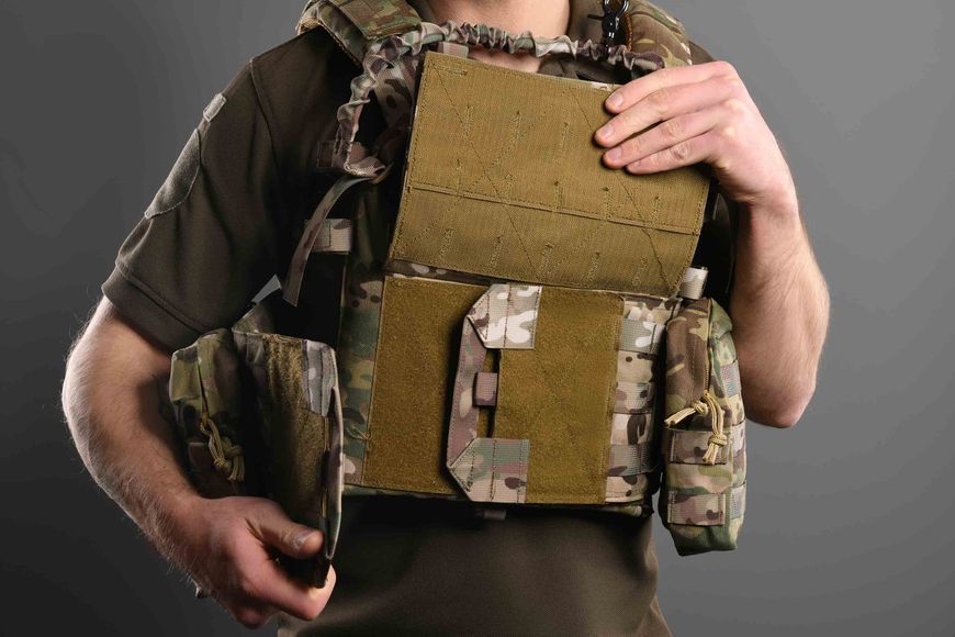 Плитоноска 2E Tactical, Тип 1, с карманами для боковой защиты и итогами, Молле, камуфляж 2E-MILPLACARR1-MC фото