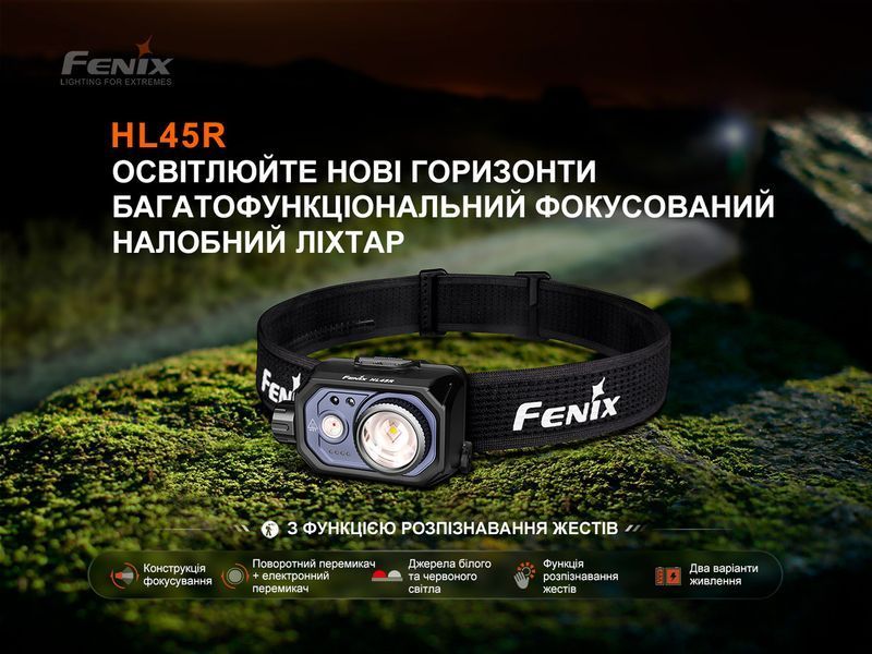 Налобний ліхтар Fenix ​​HL45R LED з безконтактним датчиком 712936 фото