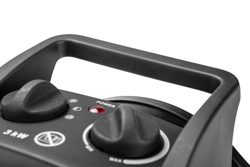 Тепловая пушка электрическая Neo Tools, 3кВт, 60м кв, 280м куб/час, керамический нагревательный элемент (PTC), черный 90-063 фото