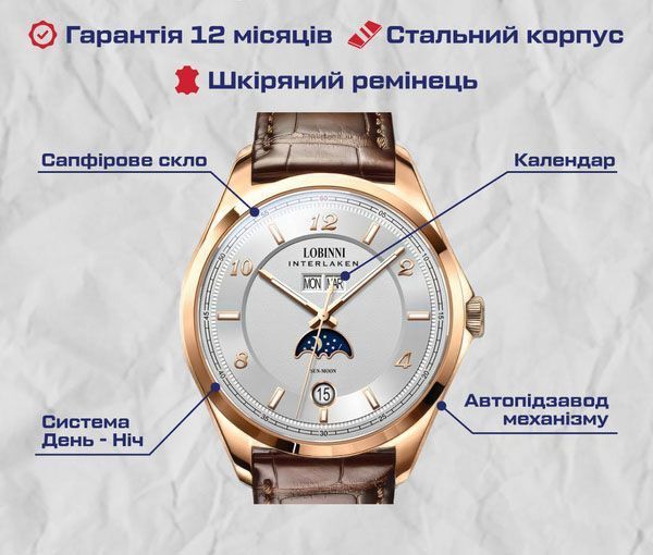 Годинник Lobinni Premium 4409 фото