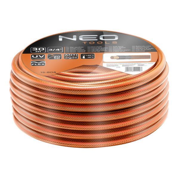 Шланг садовый Neo Tools Economic, 3/4", 30м, 4 слоя, до 20 Бар, -10&hellip;+50&deg;C 15-804 фото