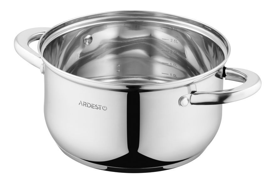 Кастрюля Ardesto Gemini Gourmet, стеклянная крышка, 3.2 л, нержавеющая сталь AR1932GSS фото