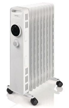 Обігрівач оливний Gorenje, 15м2, 2000Вт, механічне управління, 9 секцій, білий OR2000M фото