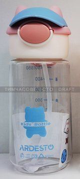 Пляшка для води Ardesto Bear 550мл, пластик, рожевий AR2255BB фото