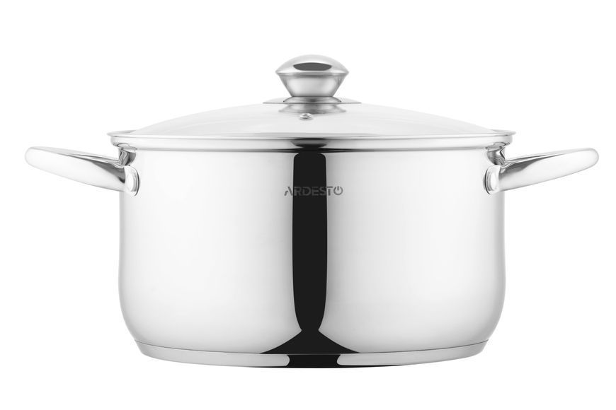 Кастрюля Ardesto Gemini Gourmet, стеклянная крышка, 5.8 л, нержавеющая сталь AR1958GSS фото