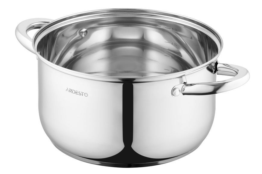 Кастрюля Ardesto Gemini Gourmet, стеклянная крышка, 5.8 л, нержавеющая сталь AR1958GSS фото