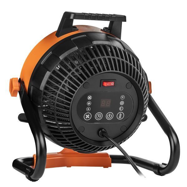 Теплова гармата електрична Neo Tools, 2в1 з функцією вентилятора, 2.4кВт, 35-50м кв, 460м куб/год, цифрове регулювання, чорний 90-071 фото