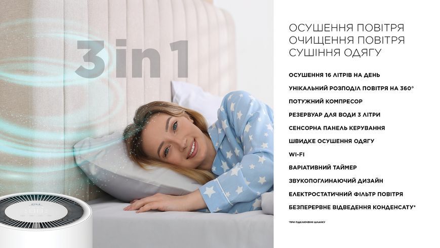 Осушитель воздуха Cooper Hunter CH-D008WDC-16LDWF, 16л.в сутки, 22м.кв, 140м3/ч, 200Вт, дисплей, электронное управление, Wi-Fi, таймер, белый CH-D008WDC-16LDWF фото