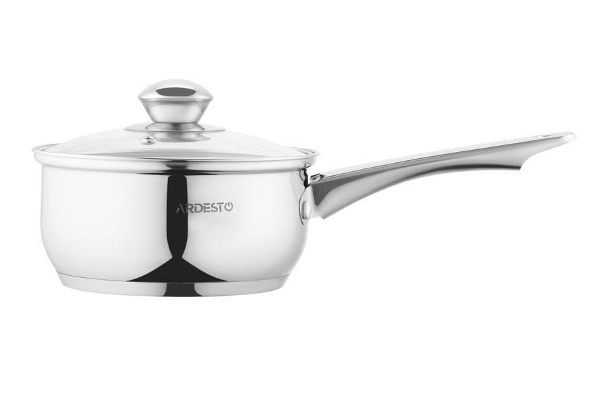 Ковш Ardesto Gemini Gourmet, стеклянная крышка, 1.4 л, нержавеющая сталь AR1914GSS фото