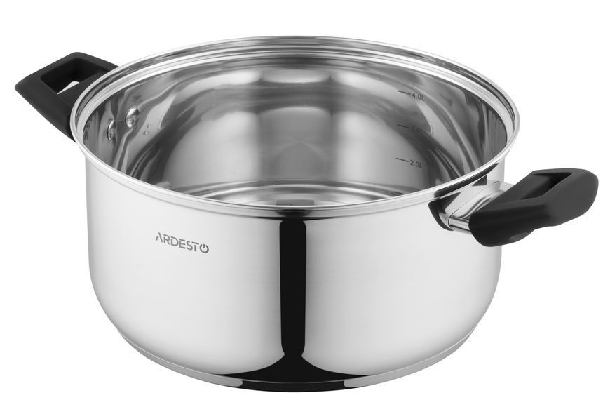 Каструля Ardesto Gemini, скляна кришка, 5.1 л, нержавіюча сталь AR3551G фото