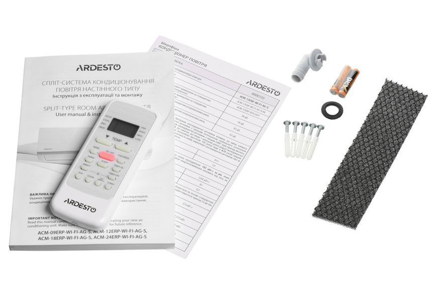 Кондиціонер ARDESTO ACM-24INV-R32-WF-AG-S, 70 м2, інвертор, A++/A+, до -15&deg;С, Wi-Fi, R32, білий ACM-24INV-R32-WF-AG-S фото