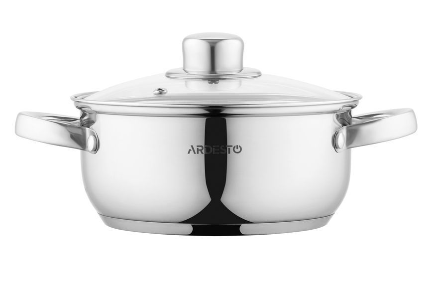 Кастрюля Ardesto Gemini Gourmet, стеклянная крышка, 1.8 л, нержавеющая сталь AR1918BC фото