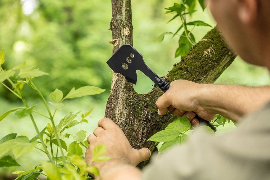 Сокира універсальна Neo Tools руків'я сталеве з паракордом 3 отвори для відкручування гвинтів M10 M13 M16 26см 266г нейлоновий чохол 63-118 фото