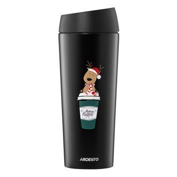Термокухоль ARDESTO Coffee Time Reindeer 450мл, нержавіюча сталь, чорний AR2645RN фото
