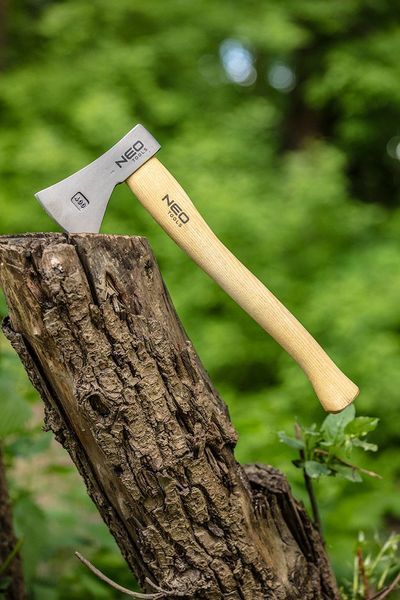 Сокира універсальна Neo Tools Bushcraft руків'я ясень 34.5см 400г шкіряний чохол 63-119 фото