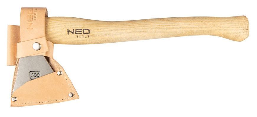 Сокира універсальна Neo Tools Bushcraft руків'я ясень 34.5см 400г шкіряний чохол 63-119 фото
