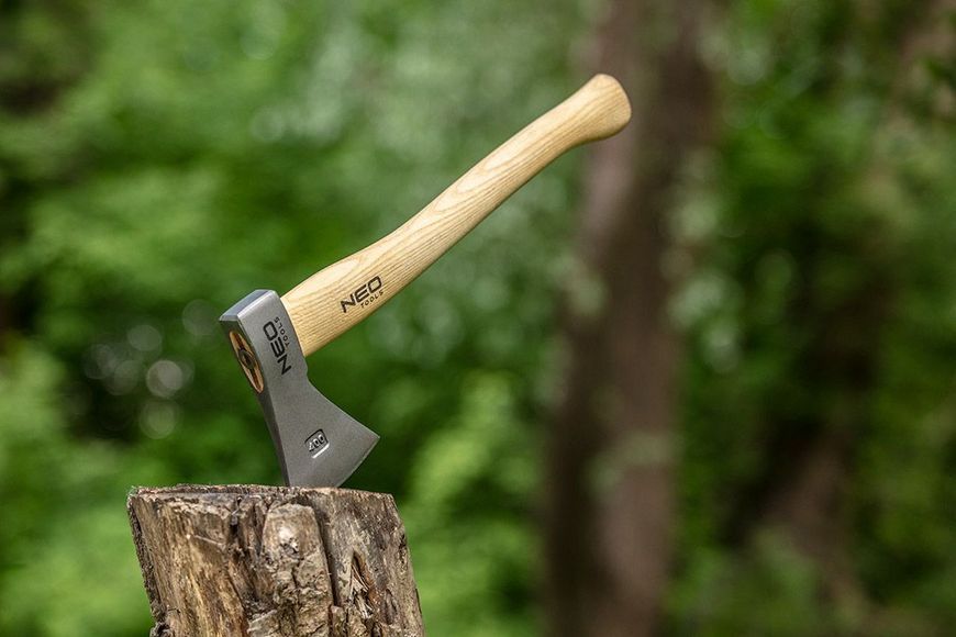 Сокира універсальна Neo Tools Bushcraft руків'я ясень 34.5см 400г шкіряний чохол 63-119 фото