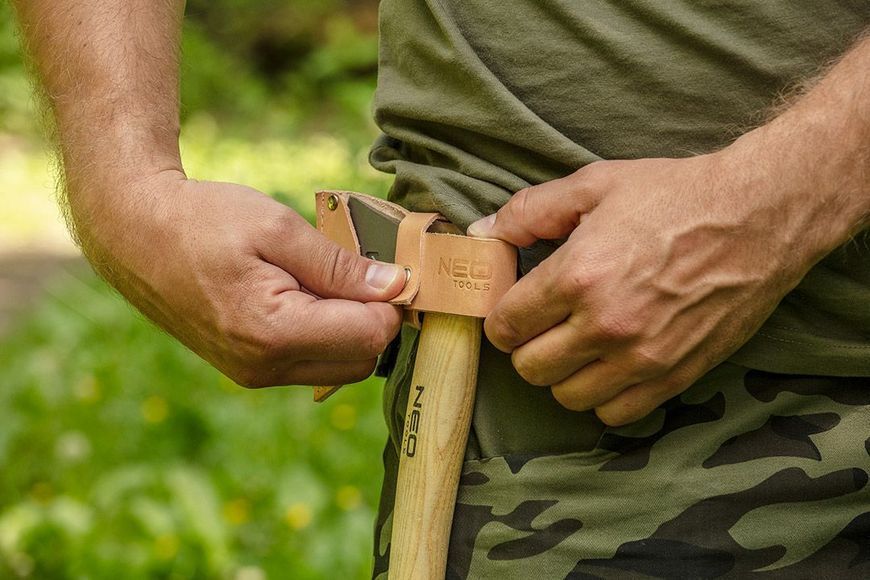 Сокира універсальна Neo Tools Bushcraft руків'я ясень 34.5см 400г шкіряний чохол 63-119 фото