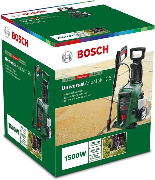 Минимойка высокого давления Bosch UniversalAquatak 125, 1500Вт, 125бар, 360л/час, шланг 5м, 7.7кг 0.600.8A7.A00 фото