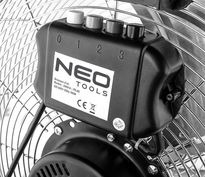 Напольный вентилятор, профессиональный Neo Tools 100Вт, диаметр 45см, 3 скорости, двигатель медь 100% 90-010 фото