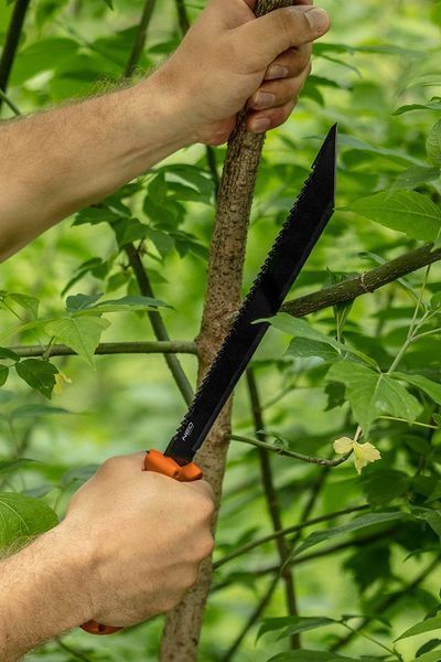 Мачете Neo Tools Full Tang, 400мм, лезо 255мм, рукоятка ABS+TPR, пила на обусі, чохол 63-117 фото