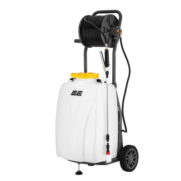 Опрыскиватель аккумуляторный 2E AquaSpray 40LRC 40л 12В 1х12А&middot;час 7бар 6л&middot;мин 16кг вольтметр колеса катушка шланг 30м 2E-40LWBS30 фото