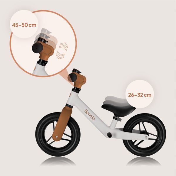 Беговел Lionelo Toni Beige Sand &mdash; Бежевый детский беговел от 18 месяцев, интегрированная подножка, колеса EVA, легкая рама 108965987 фото