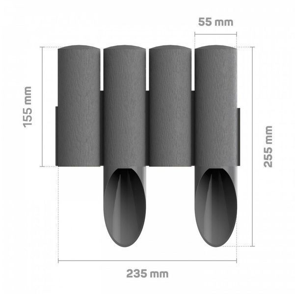 Газонное ограждение Cellfast STANDARD, 4 элемента, 2.3м, серый 34-044 фото