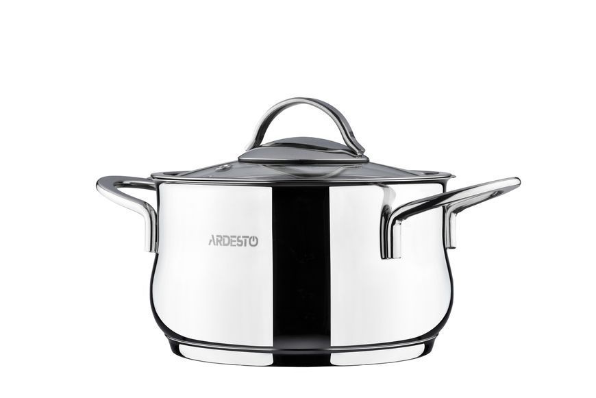 Кастрюля со стеклянной крышкой Ardesto Black Mars, 1.8л, нержавеющая сталь AR0718S фото