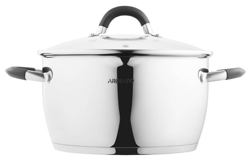 Кастрюля Ardesto Gemini, стеклянная крышка, 5.5 л, нержавеющая сталь AR1955GS фото