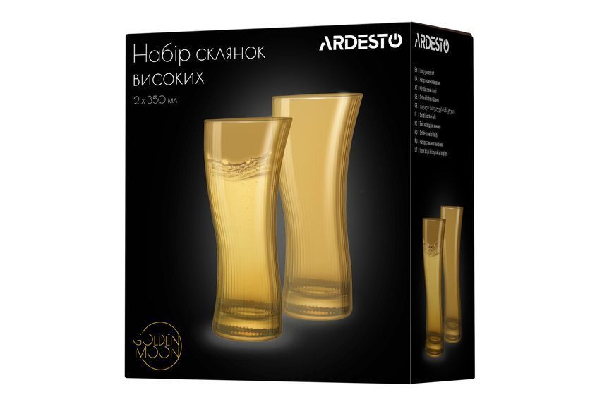 Набор стаканов высоких Ardesto Golden Moon, 350мл, 2шт, стекло, золотистый AR2635GB фото