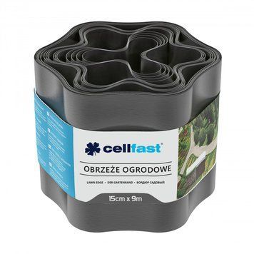 Лента газонная, бордюрная, волнистая Cellfast 15см x 9м, графит 30-052 фото