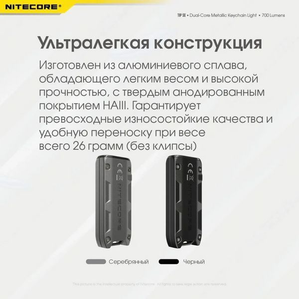 Ручний міні ліхтарик Nitecore TIP SE Type-C 700лм (4 режими) Сірий 7126471 фото