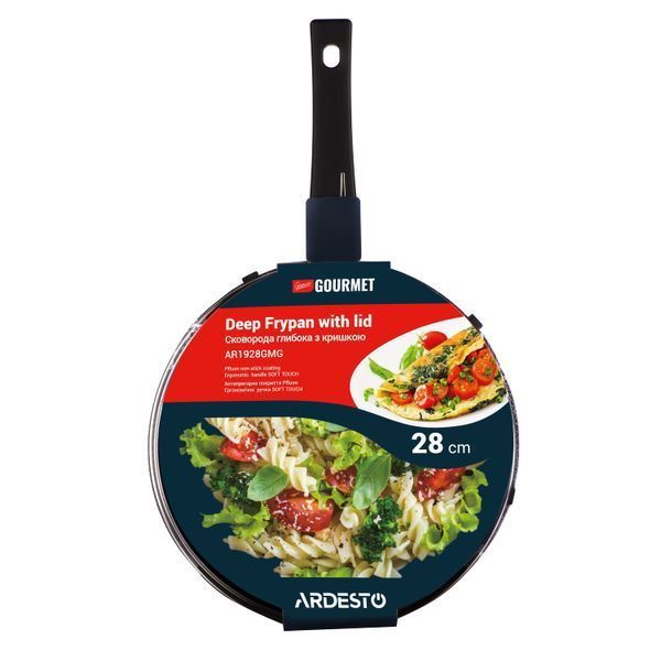 Сковорода глубокая с крышкой ARDESTO Gemini Gourmet Andria, 28см, алюминий, черный AR1928GMG фото