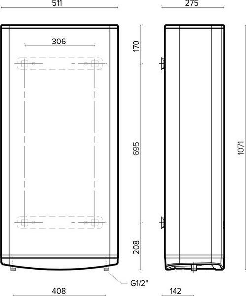 Водонагреватель электрический плоский слим Ariston VELIS TECH 80 EU, 80л, 2*1,5кВт, универсальный монтаж, электронное управление, B, Италия, Серый 3100918 фото