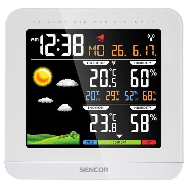 Метеостанция Sencor, внутреннее/внешнее измерение, температура, влажность, время, прогноз погоды, белый SWS5600 фото