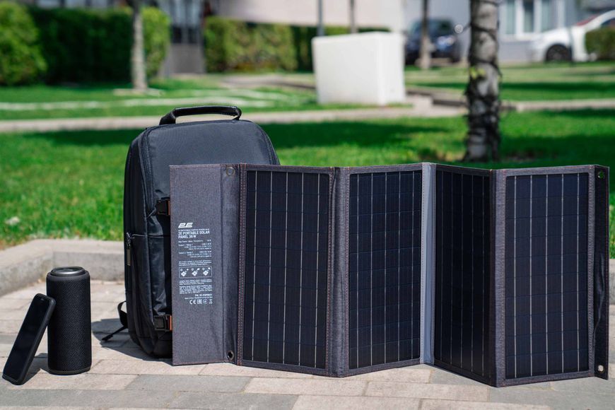 Портативна сонячна панель 2E, 36 Вт зарядний пристрій, USB-С 20W, USB-A 18W 2E-PSP0021 фото