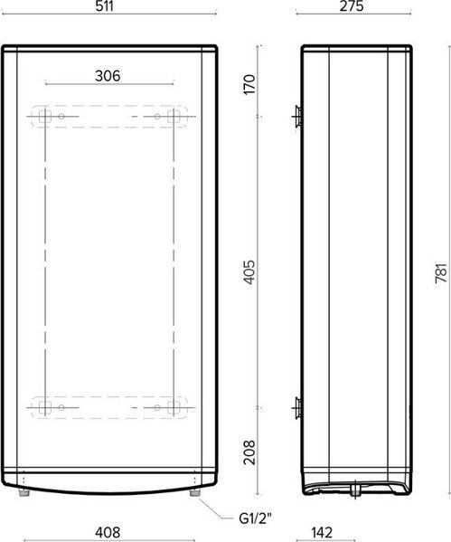 Водонагреватель электрический плоский слим Ariston VELIS TECH 50 EU, 50л, 2*1,5кВт, универсальный монтаж, электронное управление, B, Италия, Серый 3100917 фото